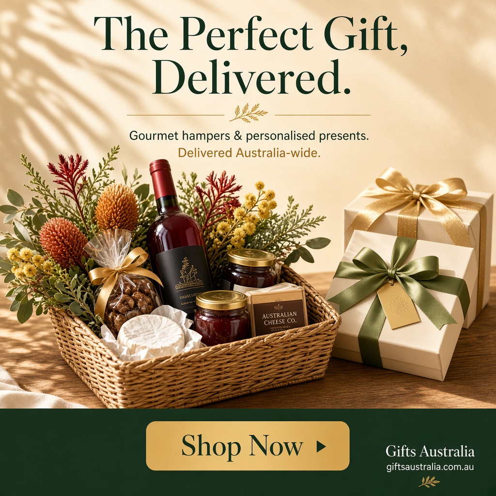 Sample Facebook ad featuring a gourmet gift hamper